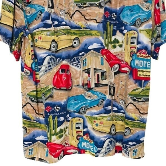 Vintage 80s Paradise Found Route 66 Cars Motel Honolulu Hawaii Hawaiian Shirt - Picture 6 of 10